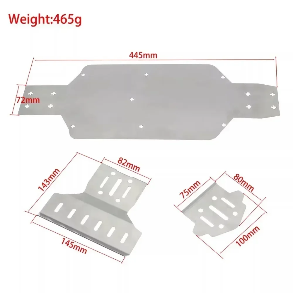 MJX 7303 1/7 piezas de repuesto de coche teledirigido, placa protectora delantera y trasera, protección inferior, armadura de Metal 7303, armadura de chasis