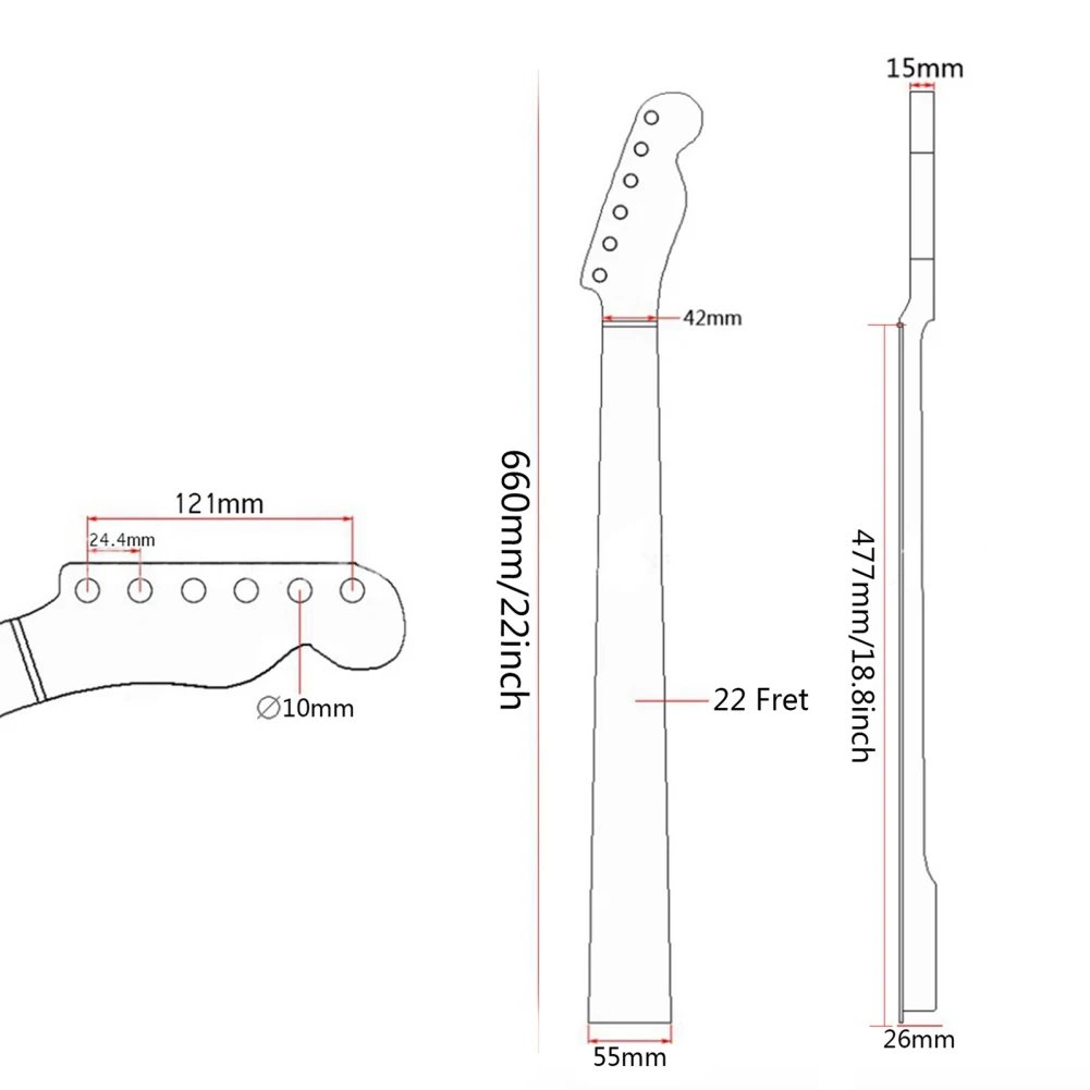 Electric Guitar Neck 22 Fret Mahogany Wood Fretboard With Back Center Line Electric Guitar Replacement Fingerboard