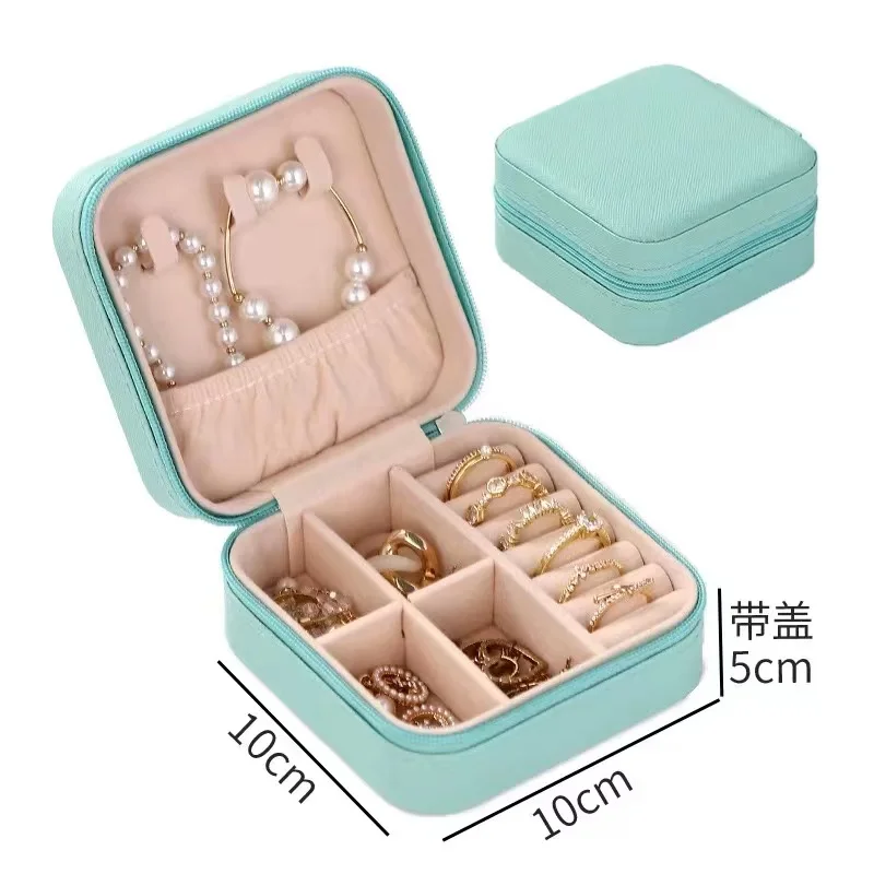 Mini Jewelry Storage Box Portable Home Travel Earrings Necklace Storage Case for Women Ring Organizer PU Leather Display Case