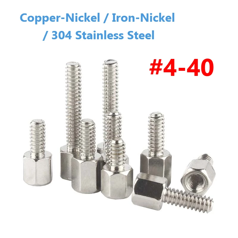 Inch #4-40 Copper/Iron Nickel Plated / 304 Stainless Steel Hex Standoff Male-Female Spacer Jackscrew for PCB Board Motherboard