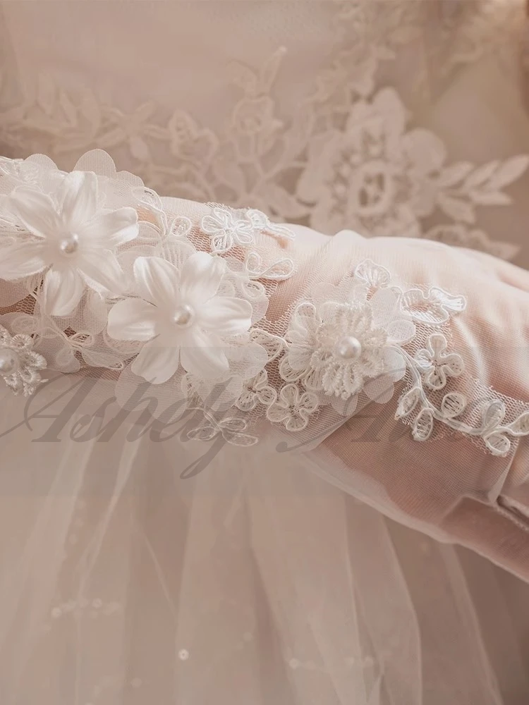 Neue Ankunft Design Hochzeit Handschuhe Blume Applique Ellenbogen Länge Volle Finger Frauen Prom Party Abend Handschuh Braut Braut Zubehör