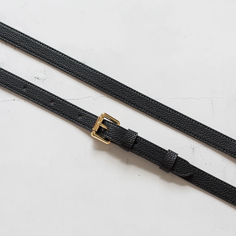 Черная женская сумка «три в одном» с узором личи из натуральной кожи с тонким плечевым ремнем и диагональным ремнем из натуральной кожи