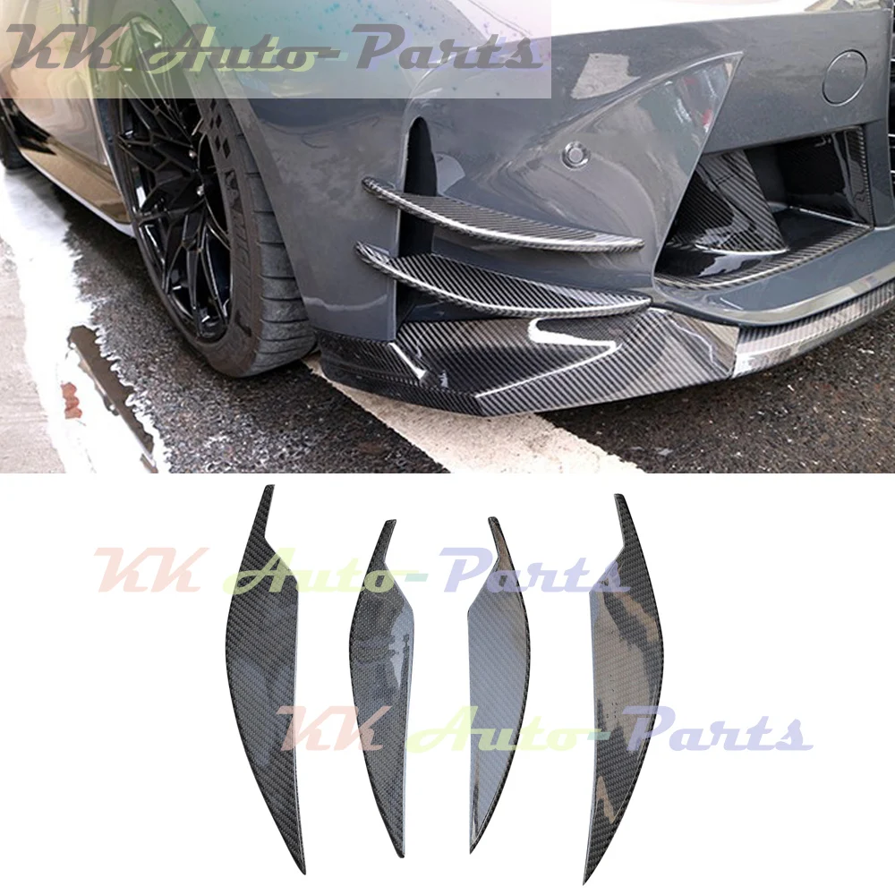 4pcs Carbon Fiber Front Bumper Side Fin Splitter Canard For BMW G80 M3 G82 M4 2021 UP