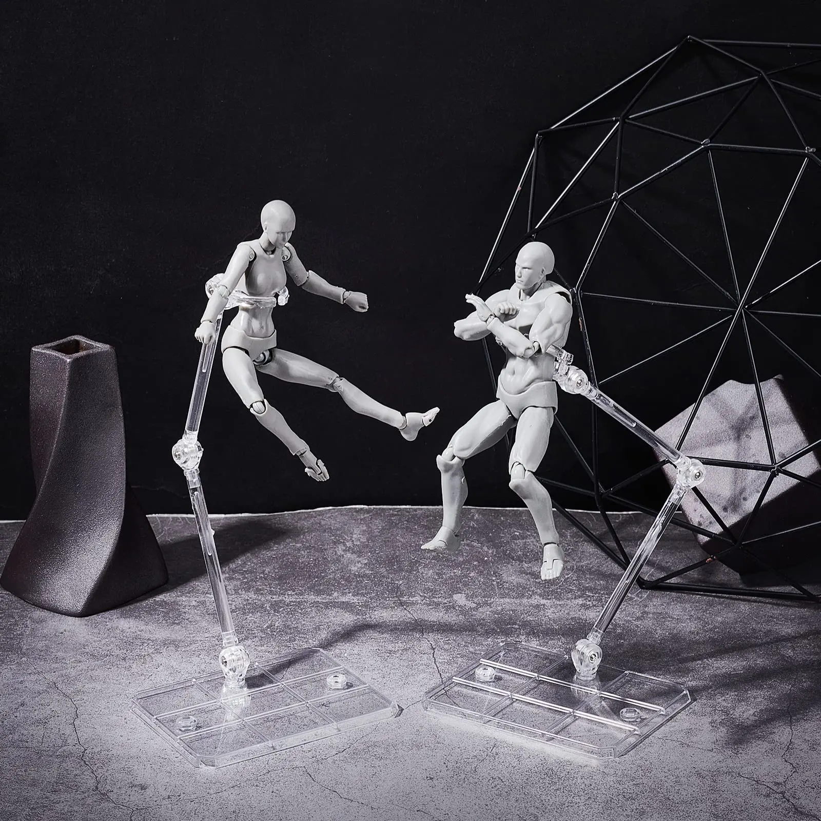 8pcs Simple Practical Clear Action Figure Stand Assembly Display Holder Base Doll Model Support Stand For Action Figures Or Effe