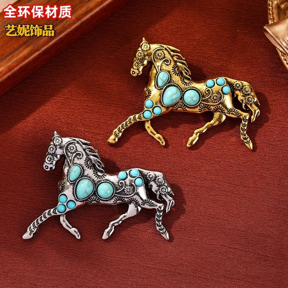 Moda com sonhos como cavalos, broche, mascote sofisticado, ano do cavalo, flor no peito, acessórios de jaqueta masculina