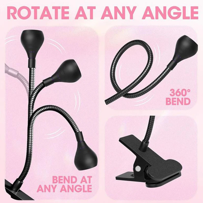 Kostenloser Versand Led Uv-Licht Zum Trocknen Nagellack Gel Clip-On Flexible Schreibtisch Mini USB Nagel Lampe Tragbare nagel Trockner Maniküre