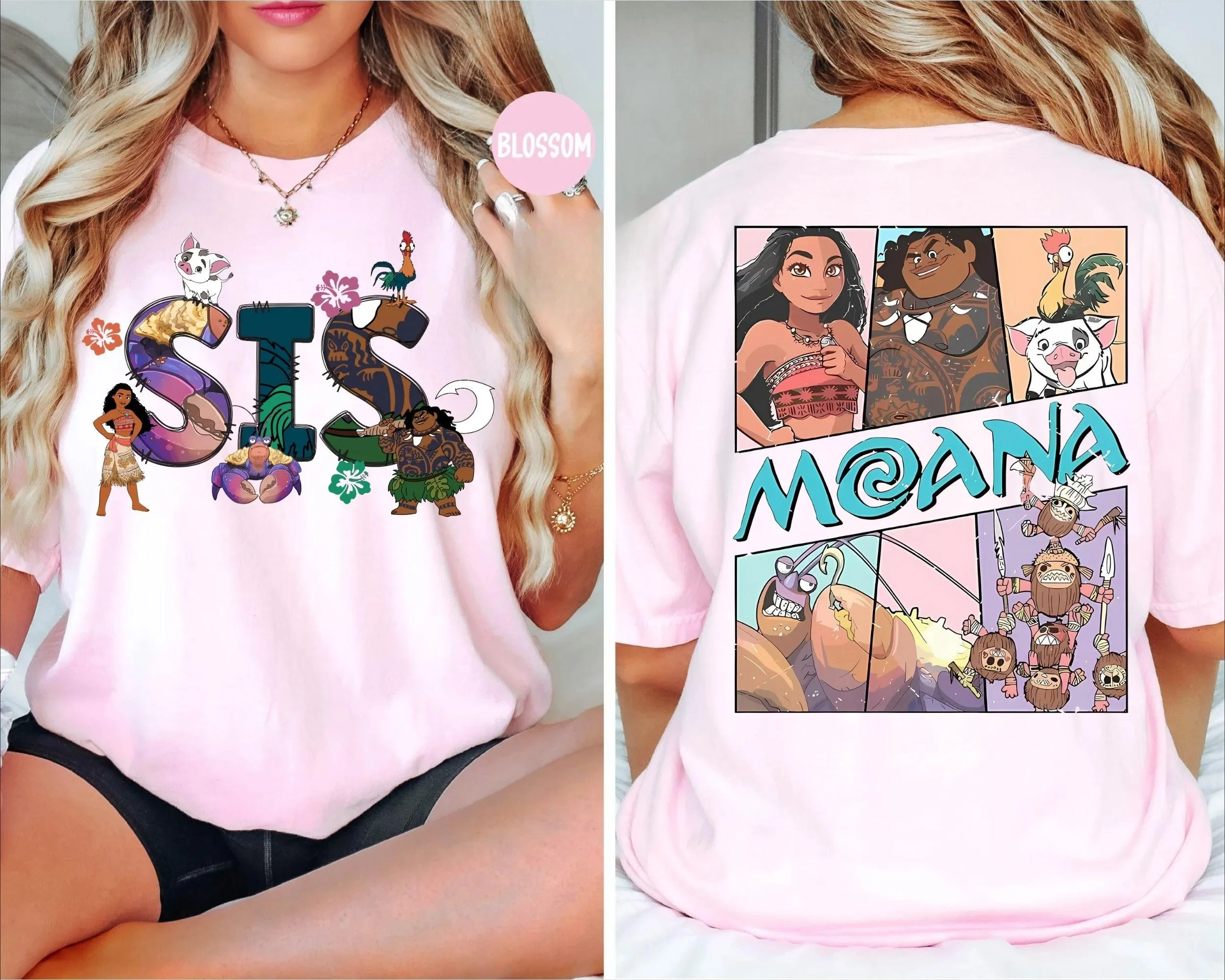 Disney Moana Maman, Papa et Princesse Moana Famille T-shirts Couches de base toutes saisons en coton pour hommes et femmes