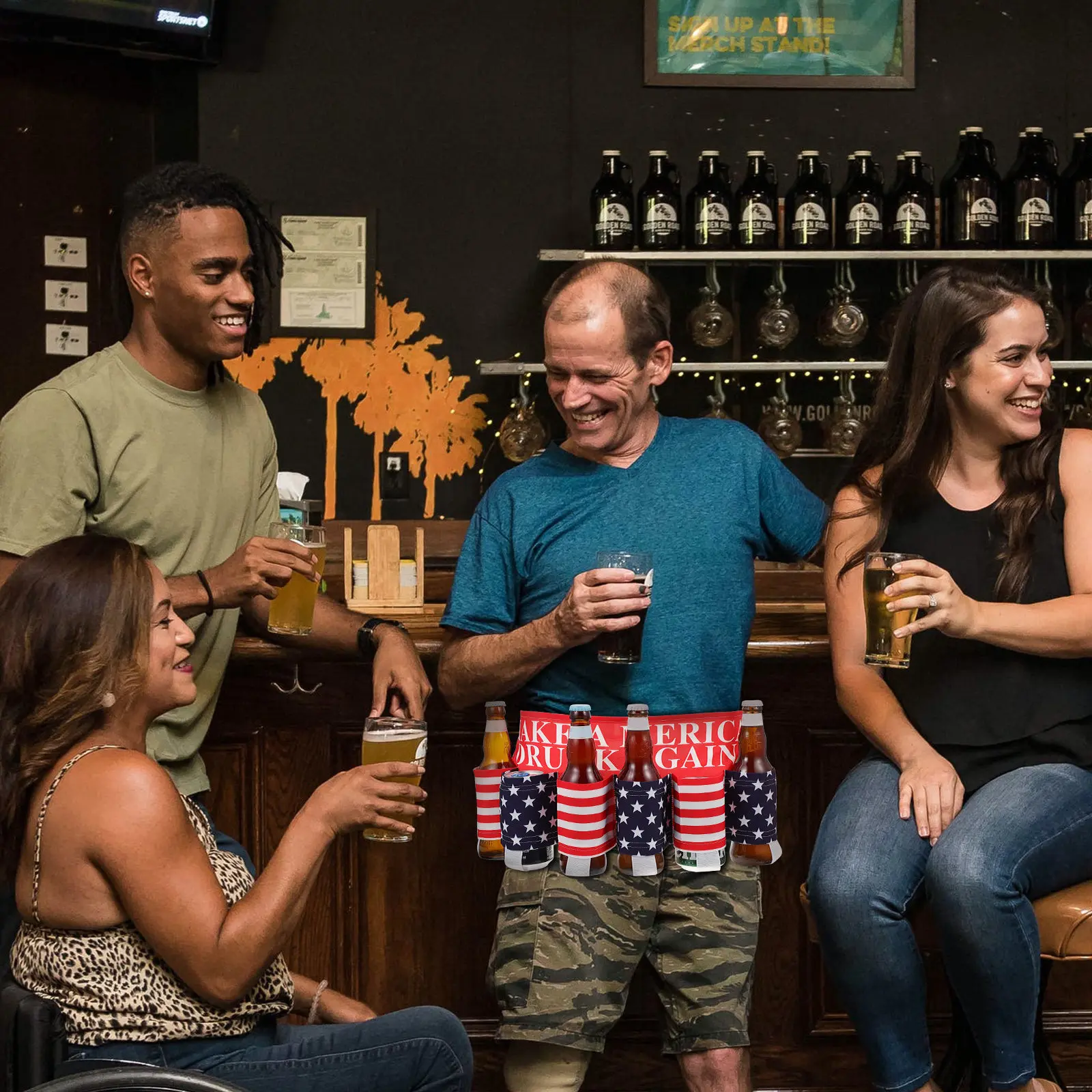 

1Pcs Creative Cotton Beer Belt Waist Bag with Quick-Release Buckle Holds 6 Cans Perfect for Oktoberfest Picnics Hiking Festivals