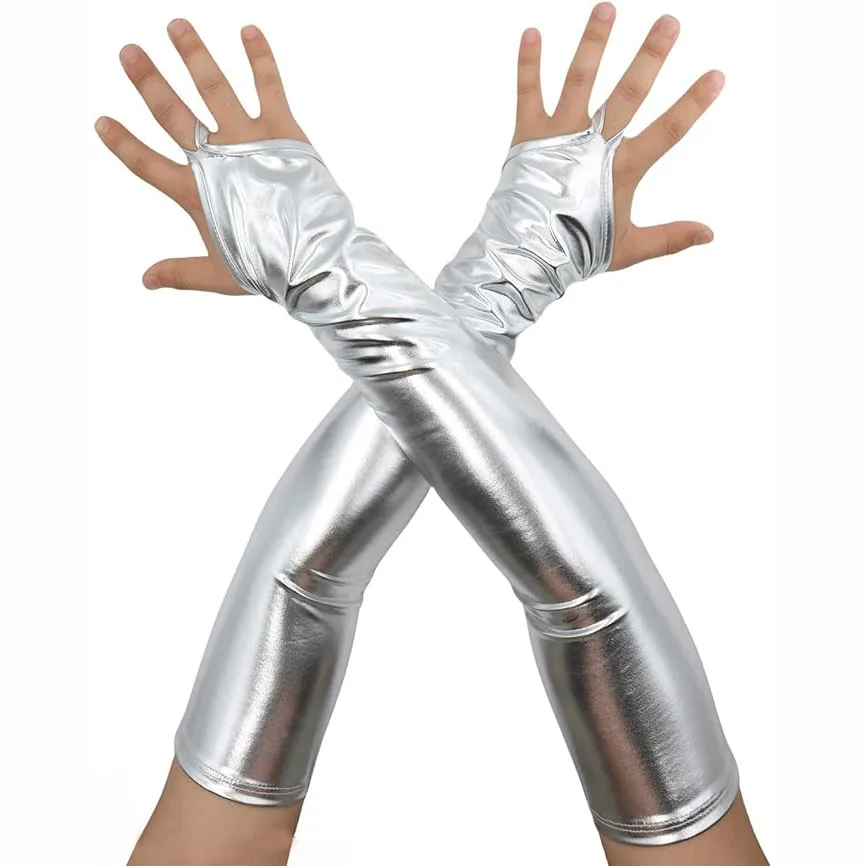 Shiny Men\'s and Women\'s Metallic Costume Wet Look Gloves 19\