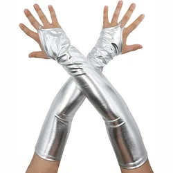 Shiny Men's and Women's Metallic Costume Wet Look Gloves 19