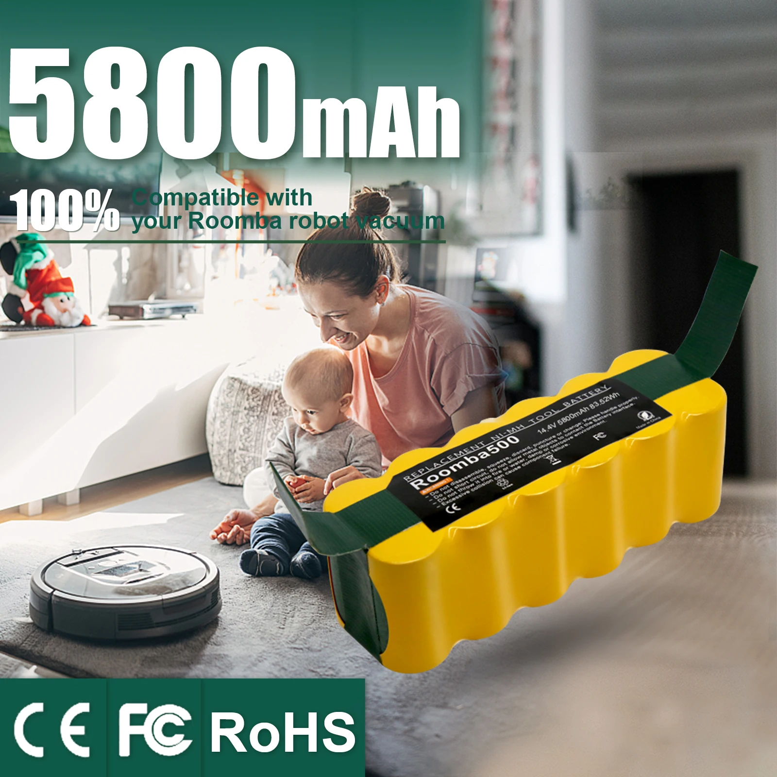 Akumulator iRobot Roomba500 5800 mAh 14,4 V do odkurzacza Roomba 500 600 700 800 900 595 620 890 Series Akumulator — zdjęcie produktu 6