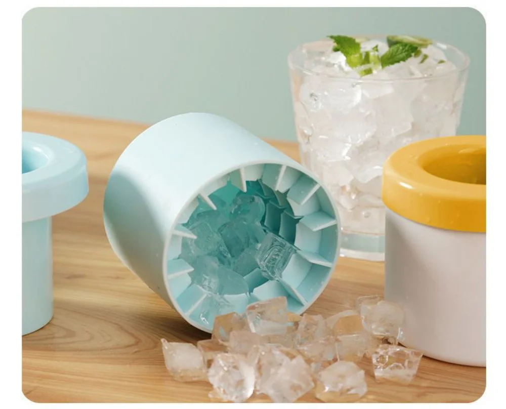 

Silicone ice cube mold cylindrical tray with cover, easy to demould, suitable for kitchen family summer ice making