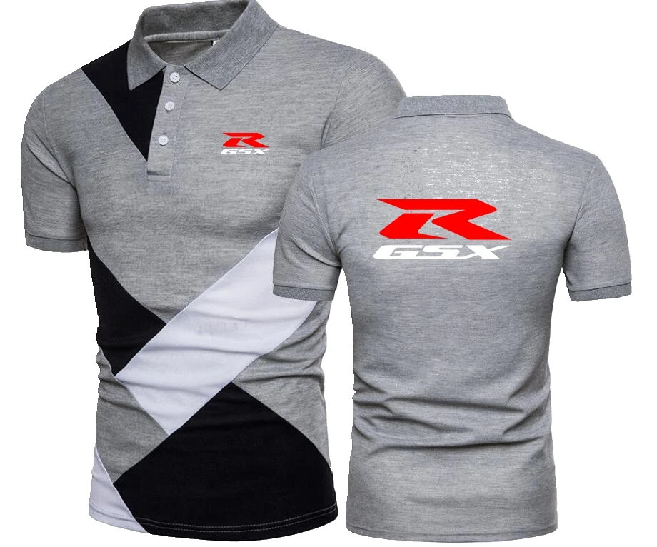 R LOGO Moto Men Polo Shirt Splicing Motorcycle Suzukies Men\'s Retro Tops Shirt Boy Women Hondaes F1 Polos Shirt S-4XL