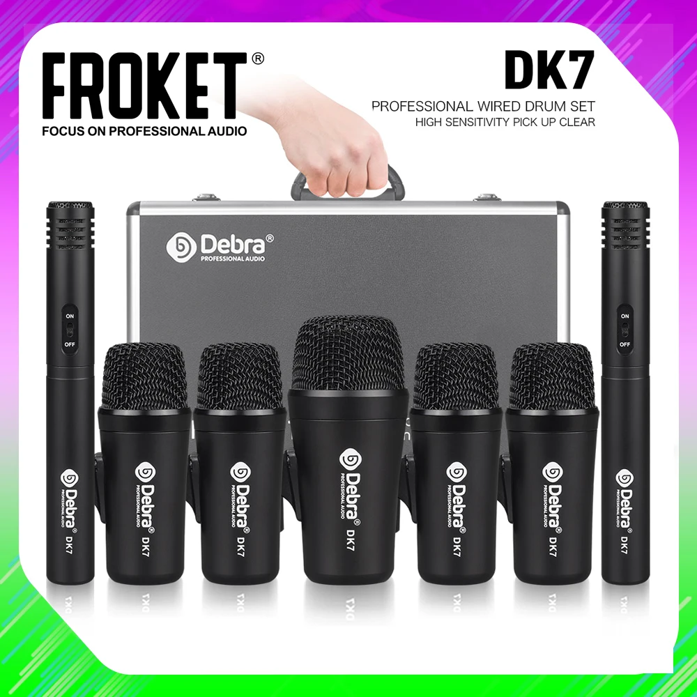 

Комплект аудиобарабанного микрофона DK7, металлический динамический микрофон, разъем XLR, быстрый отклик для выступлений, домашние клюшки записи, репетиция