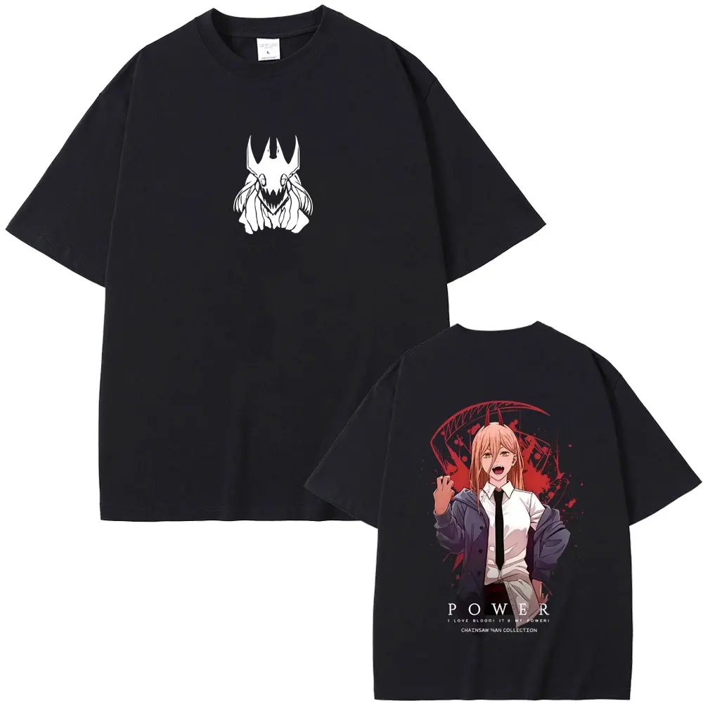 Japanese Anime Chainsaw Man Power Graphic T-shirt Men Women Manga Casual Humor Oversized T Shirts Male Fashion Vintage  T-shirts