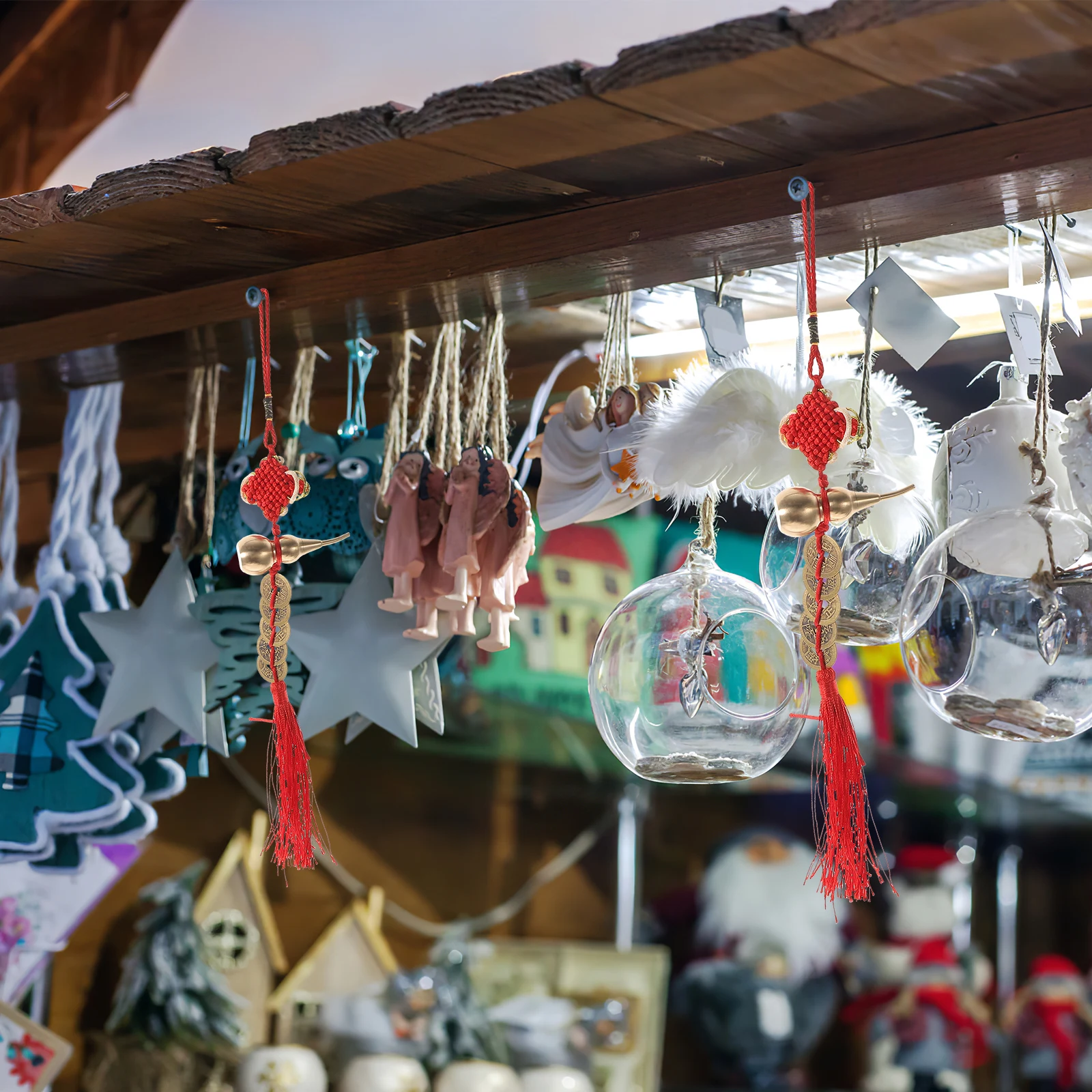 

2Pcs Gourd Tassel Charms Chinese Style Pendants New Year Ornaments Festive Home Office Mall Decor Coin Gourd Hanging Ornament