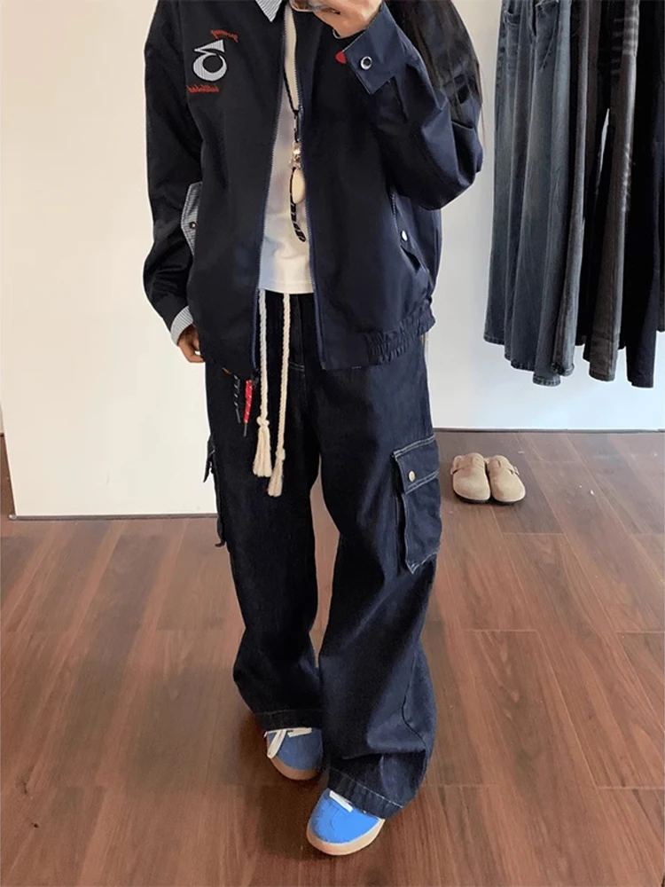 

Мужские джинсовые джинсы, прямые брюки с несколькими карманами, рабочая одежда, осень-зима, свободный крой, винтажные широкие брюки, прочный полиэстер...