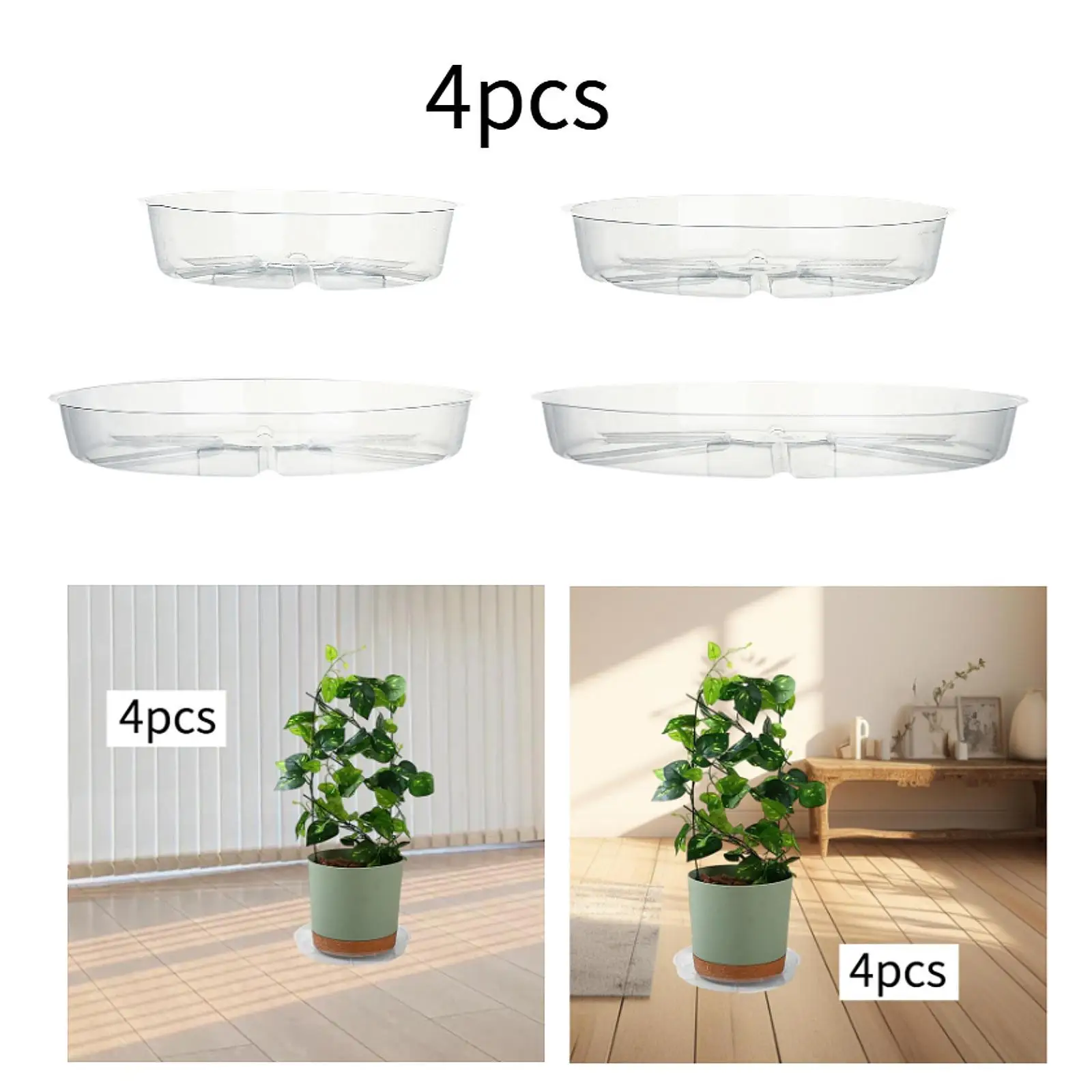 

4 шт., прозрачные блюдца для растений, балконный цветочный горшок, блюдца, садовые уличные подносы для цветочных горшков
