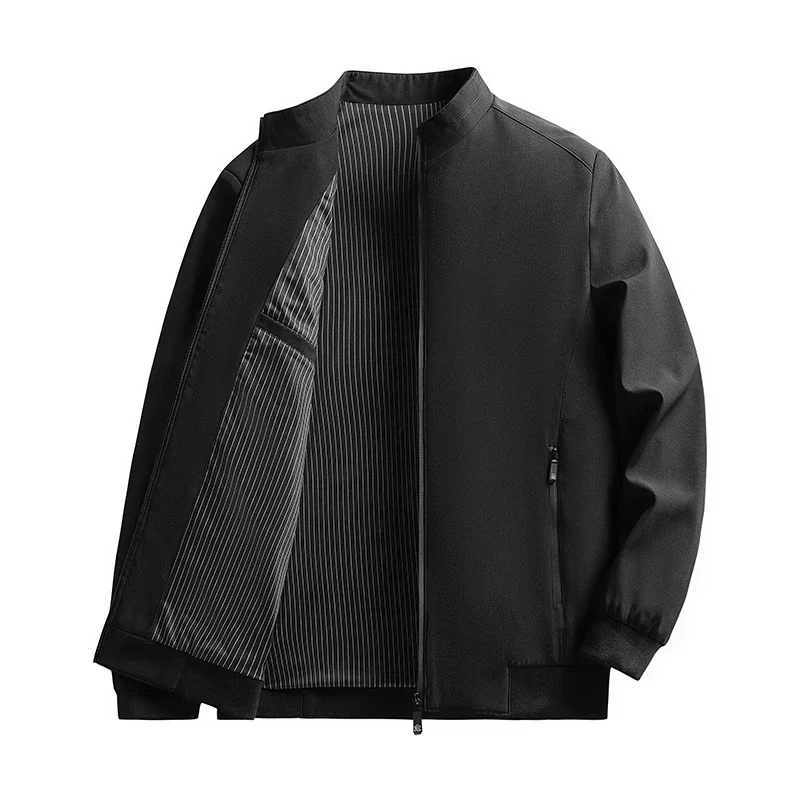 

Men's Simple Solid Color Versatile Spring and Autumn Popular Jacket, Business Casual Stand Up Collar, High-quality Loose Jacket