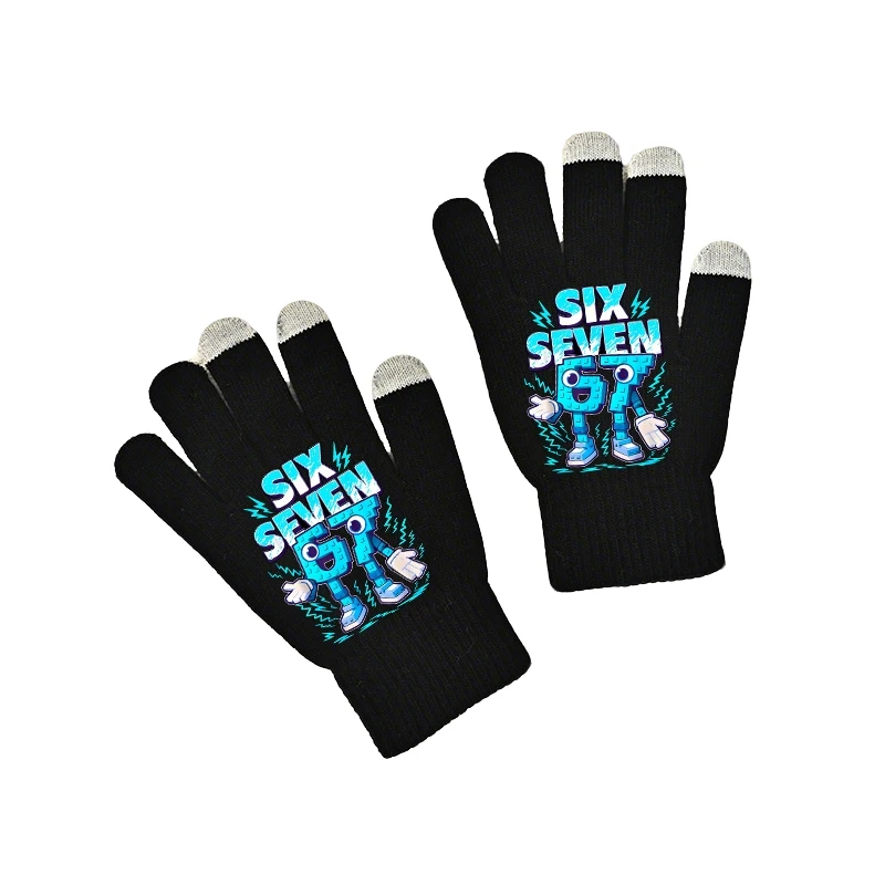 AliExpress Potdemiel Steal A Brainrot 67 Gloves Anime Character Print Touchscreen Glove Boys Girls Winter Outdoor Cycling Warmth Accessories Gifts