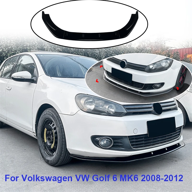 

Глянцевый черный передний нижний бампер, спойлер, разделитель для подбородка, диффузор, дефлектор, защита для Volkswagen VW Golf 6 MK6 2008-2012