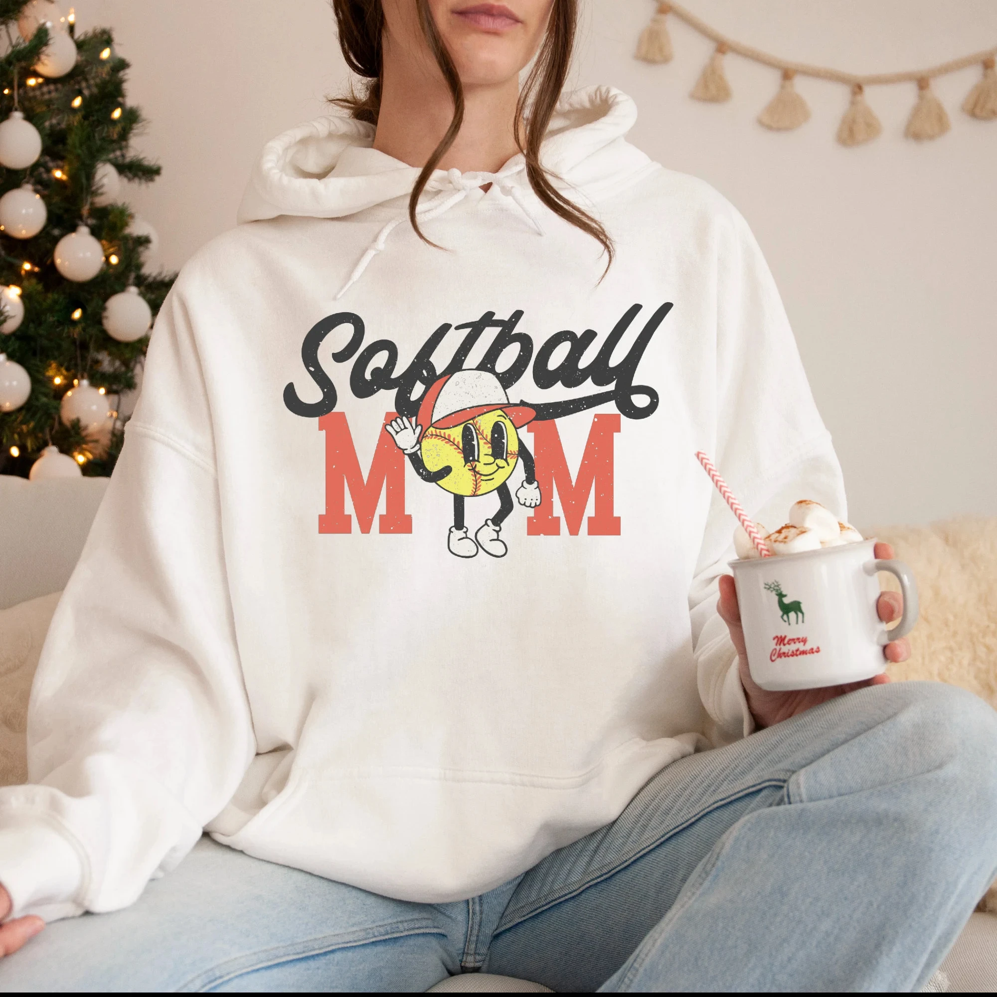 

Толстовка с капюшоном для мамы в софтбол, женская толстовка с длинными рукавами, пуловер, топы, унисекс, модная осенняя одежда в стиле ретро