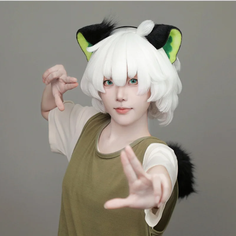 Nuovo fatto a mano Anime orecchie di gatto nero fascia animale peloso coda di gatto set fumetto carino costume cosplay oggetti di scena