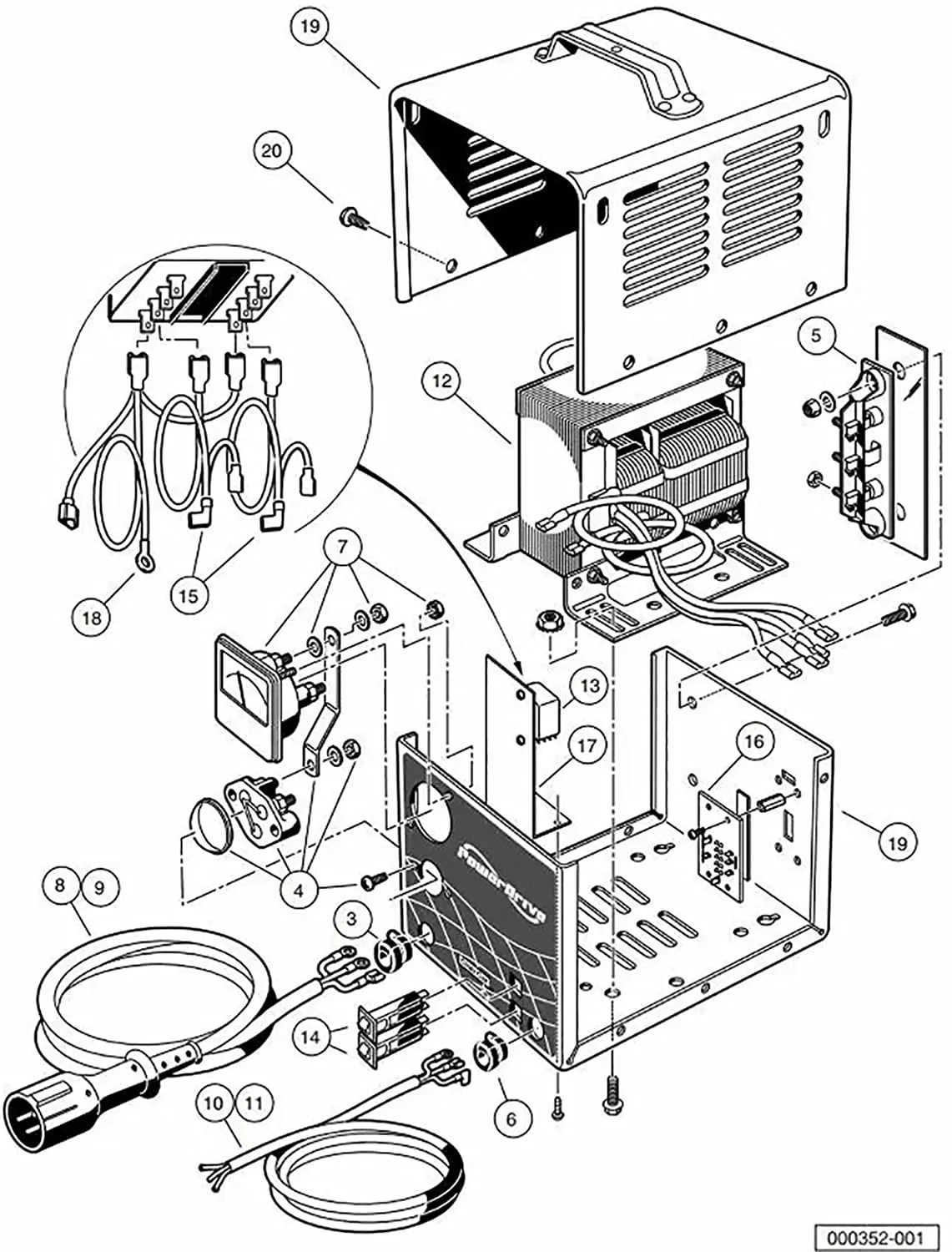 Golf Cart Battery Charger Repair Kit (Export Version) 48 Volt for Club Car Chargers OEM# 1015914 1012101 101838601 101914401