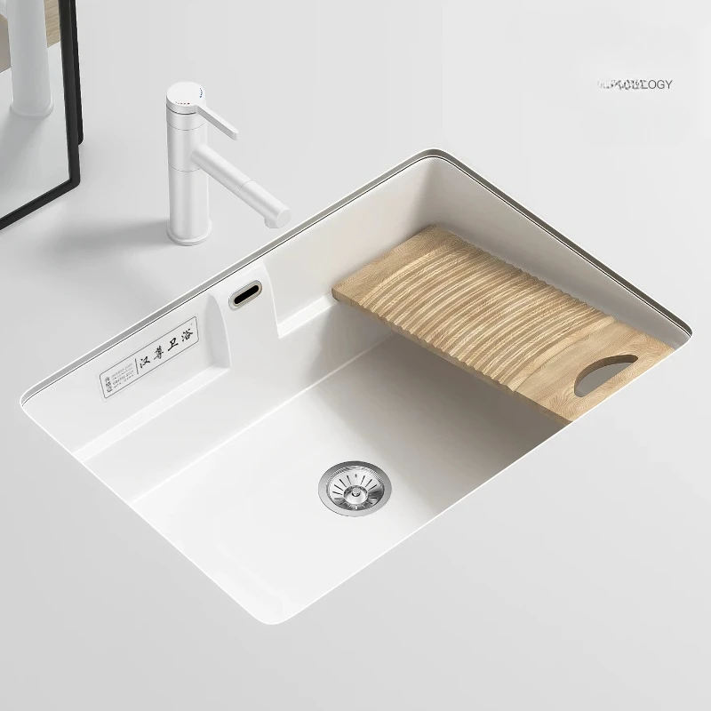 CX balcony ceramic wash basin deepening under-counter basin laundry basin with rubbing board