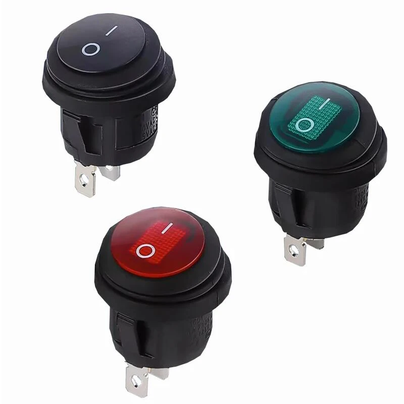 1Pcs on / off SPST Round waterproof boat LED rocker switchlight 12V 220V power button switch on off тумблер лодка