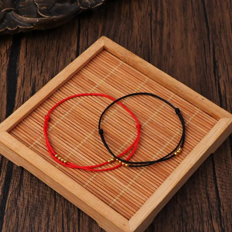 Hot Sale Handmade Bead Bracelet Red Rope Adjustable Transfer Lucky Beads Simple Style Friendship Bracelet Fine Jewelry Gift