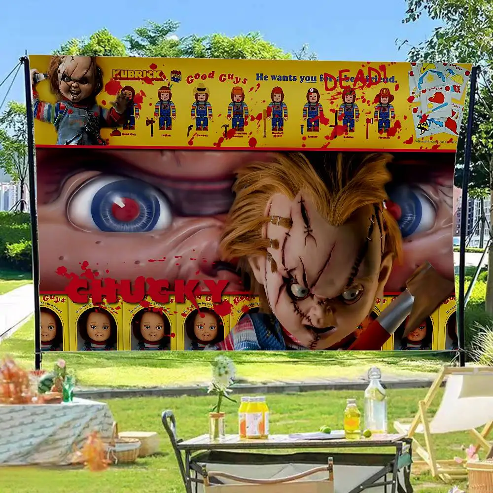 Classic Chucky Horror Movie Banner INS Style Outdoor Party Decoration Atmosphere Flag