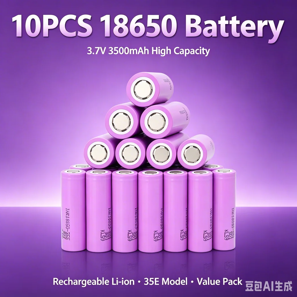 Image of Neue Original 18650 Lithium-Ionen-Batterie, 3500mAh, 25A Entladung, INR18650 35E, 3,7V, Taschenlampenbatterie, Batterie für elektronische Zigaretten