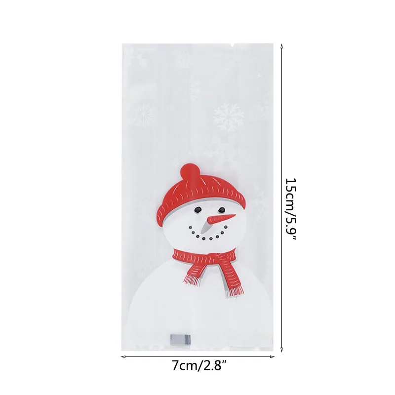 50pcs Merry Christmas Baking Packaging Bags Cartoon Christmas Snowman Snack Candy Bag Cookies Candy Storage Bag Xmas Party Decor