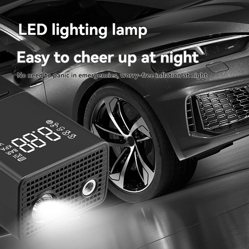 Pompe à Air numérique ABSU 5V, pompe à Air multifonctionnelle pour moto avec batterie 5200Mah intégrée et éclairage LED