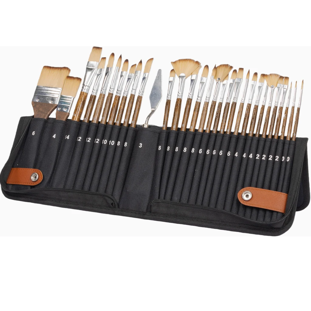 For 26 Pct Nylon Wood Handle Model 12 Professional Fine Art Painting Brush Set Watercolor Acrylic Gouache Oil Brushes