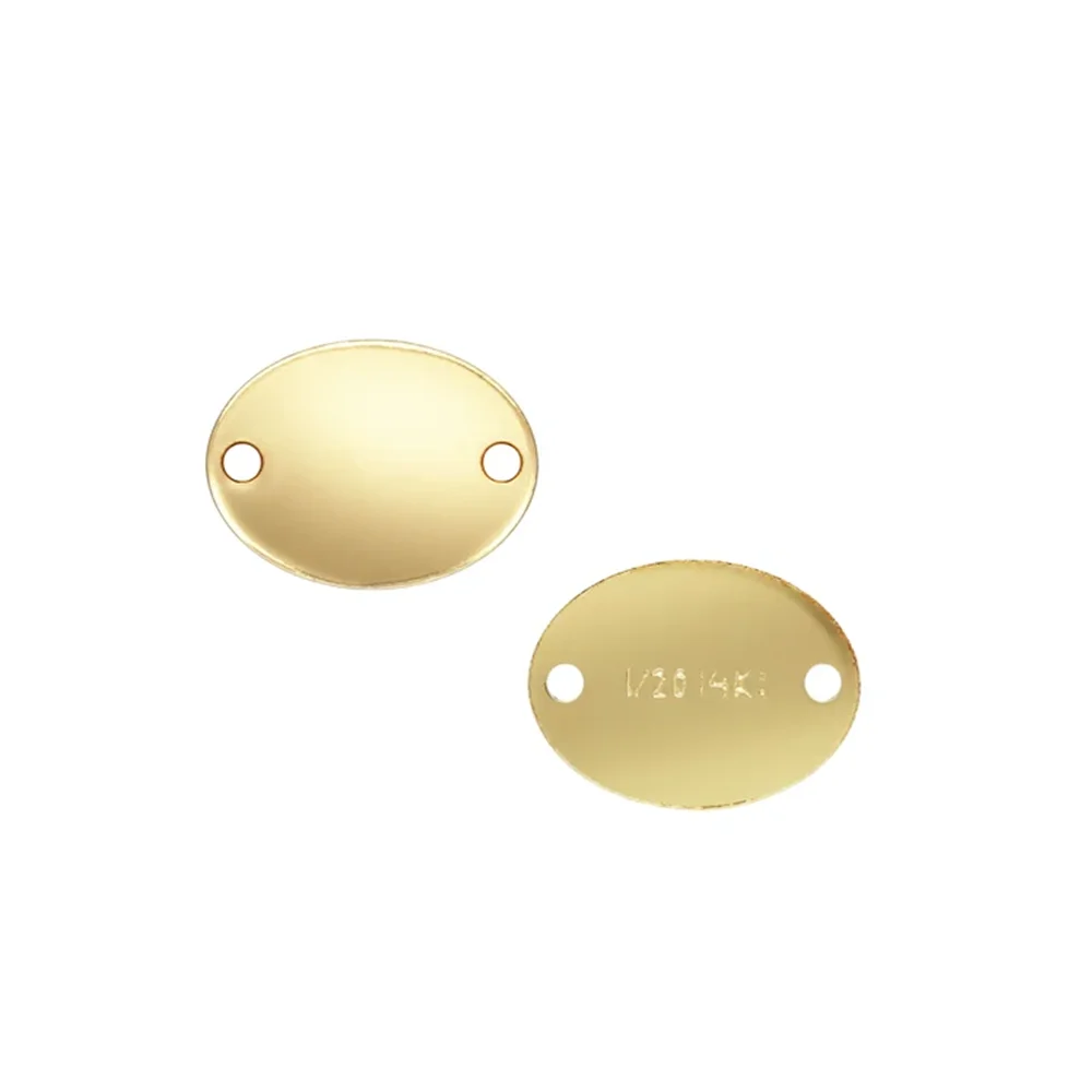 5 Pieces Oval End Quality Tag Connectors in 14K Gold Filled for Extension Chain