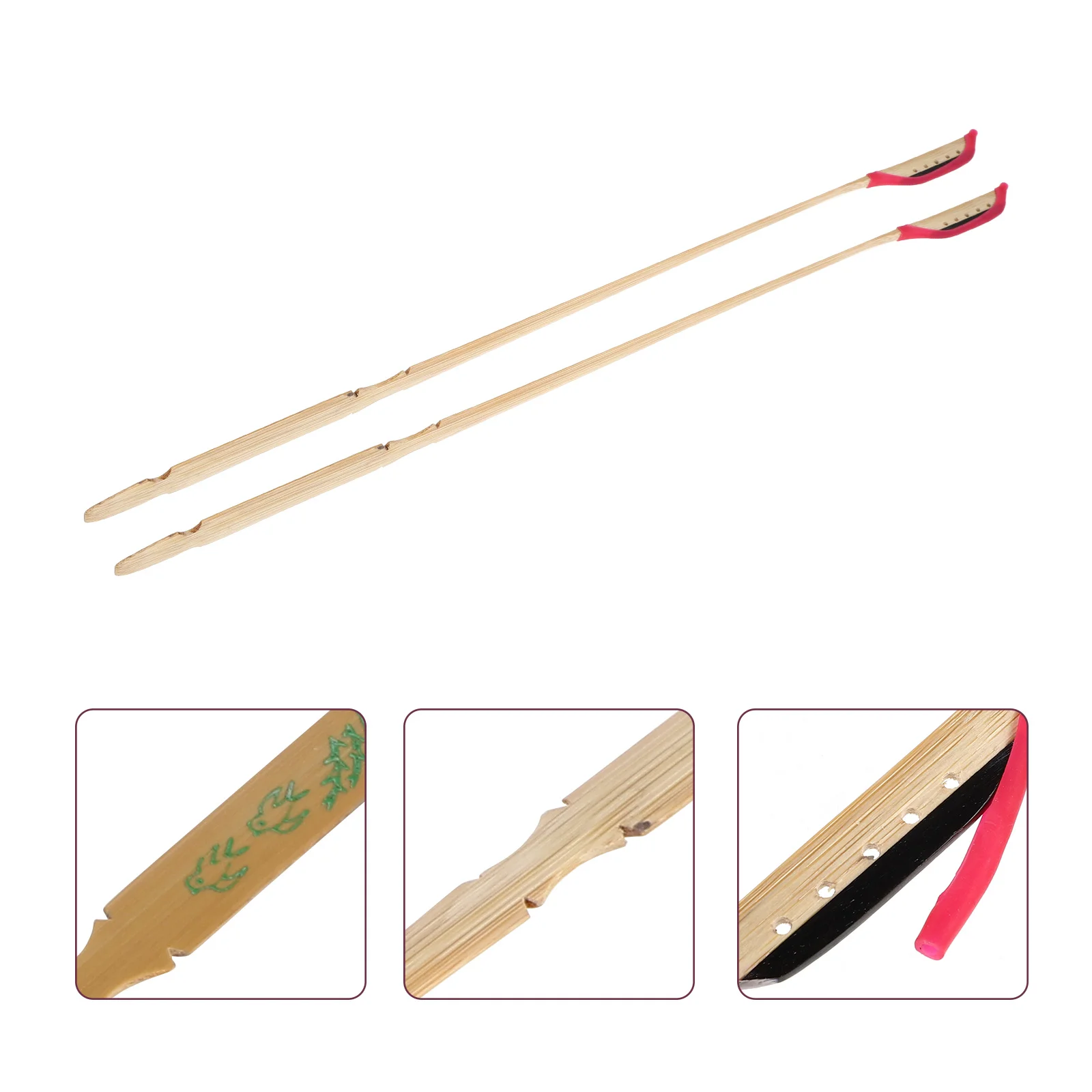 2 Pcs Musical Instrument Yangqin Hammer Bamboo Ebony Strip Head for Premium Khaki