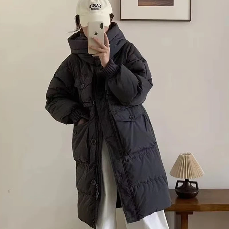 Buitrerapto Women White Down Coats Loose Solid Female 90 White Duck Down Jacket for Woman Tops Autumn Winter 2024 Clothing
