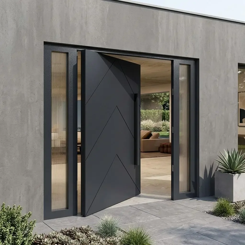 %T* Wear Resistant Luxurious Villa Entrance Door All Weather Aluminum Alloy Residential Doors High End Finished Hinged Doors