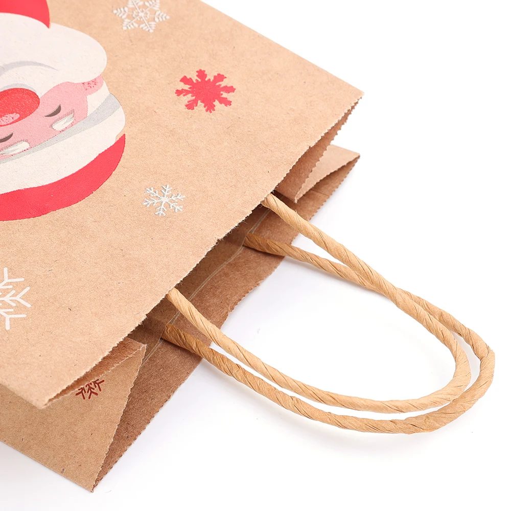 Hurtownia Kraft Torebki z uchwytami na prezenty Christmas Party Candy Cookie Packaging Treat Pouch Cute Santa Claus Snowman Decoration Supplies — zdjęcie 6