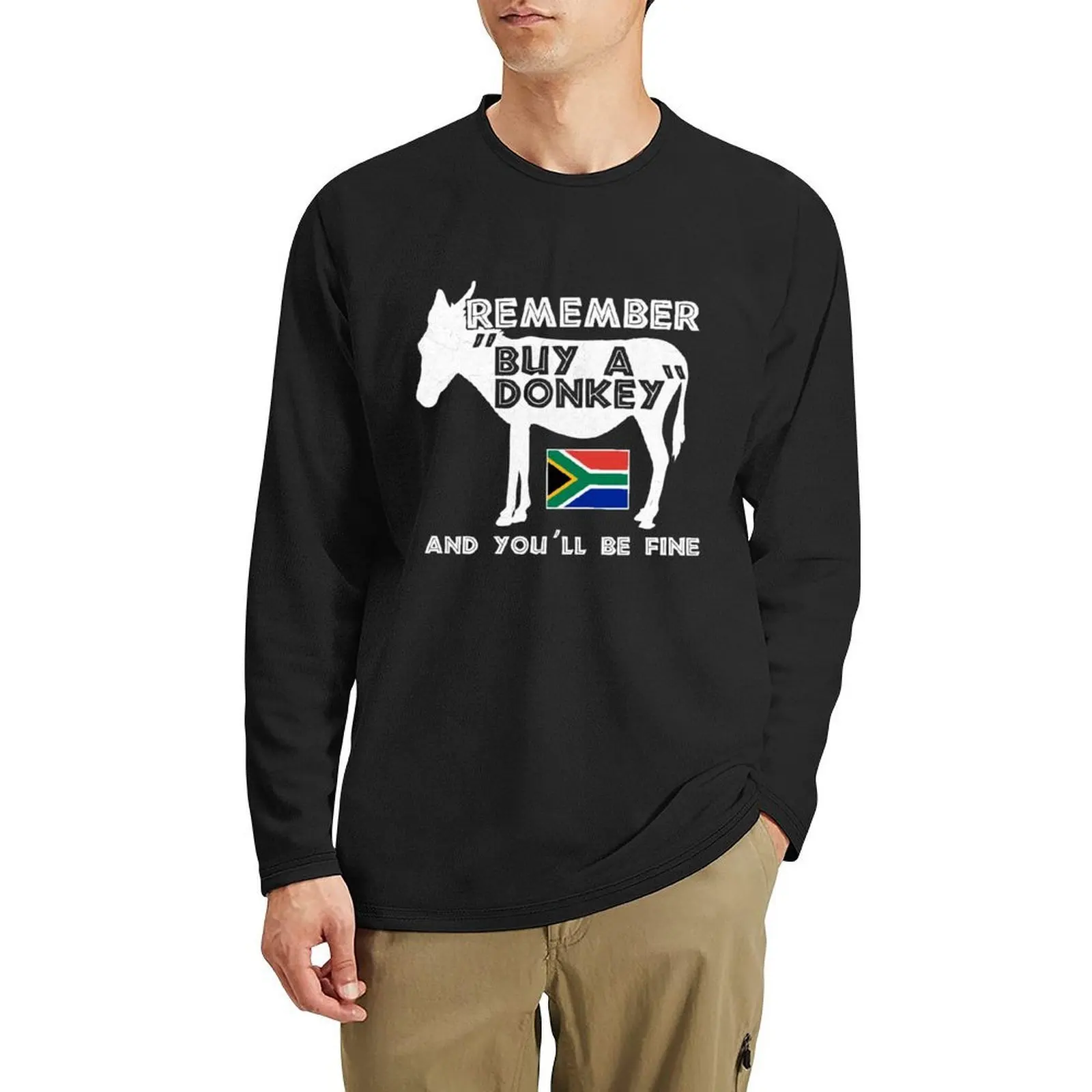 

Buy A Donkey South Africa Funny Translation Tourist Long T-Shirt sweat shirt boys animal print shirt black t shirt men t shirts