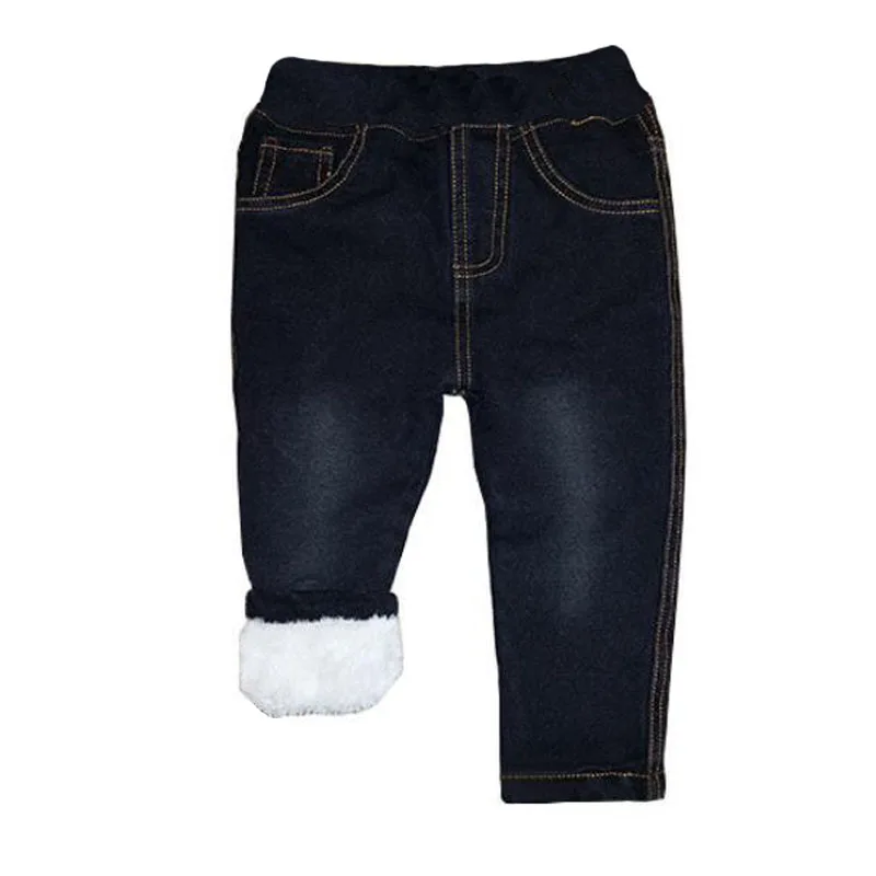 2024new Boys leisure Jeans Winter Children patch Thermal Cotton-padded Trousers Kids Thicken Plus Velvet Denim Pants2-6Y