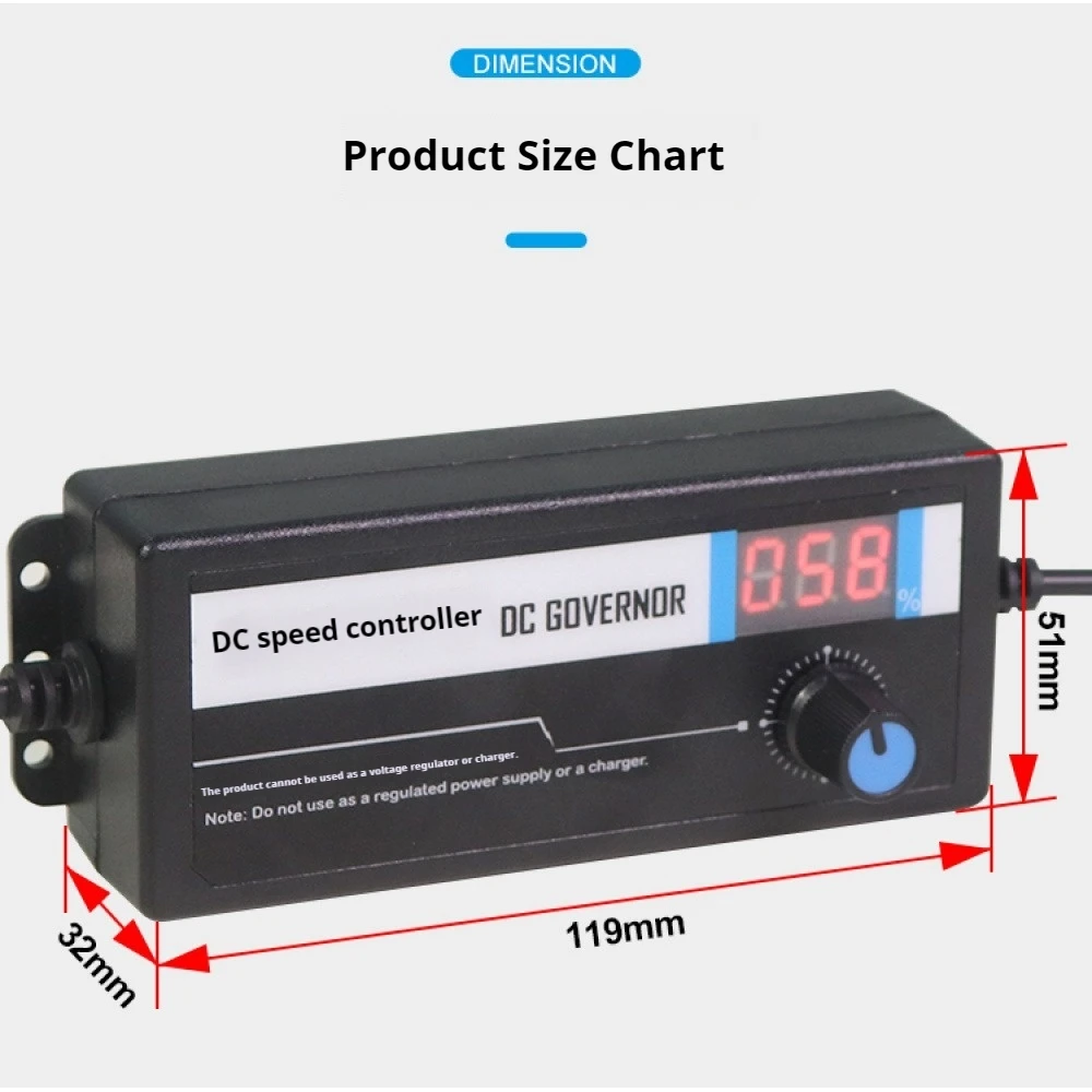 AC220V to 12V DC Motor Speed Governor 12V 3A Digital Display DC Stepless Speed Regulation Dimming Slow Start and Stop Regulator