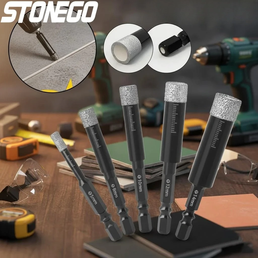 

Diamond Drill Bit Hex Shank Quick Change Stonego Dry Drilling Tool for Ceramic Porcelain Granite Marble Tile