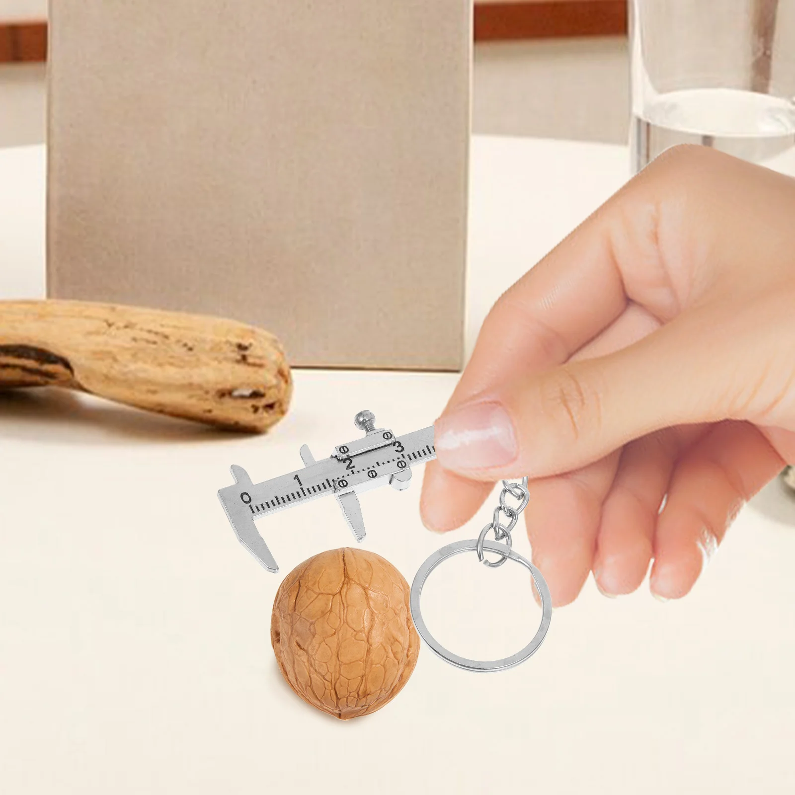 

4Pcs Mini Vernier Caliper Keychain Precision Ruler Gauge 3D Movable Measuring Tool Silver Portable Jewelry Engineer Hobbyist