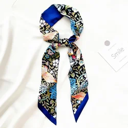 130CM New Korean Version Fresh And Original Style Flower Bird Women's Decoration Ribbon Hair Band Small Scarf Neck Scarf