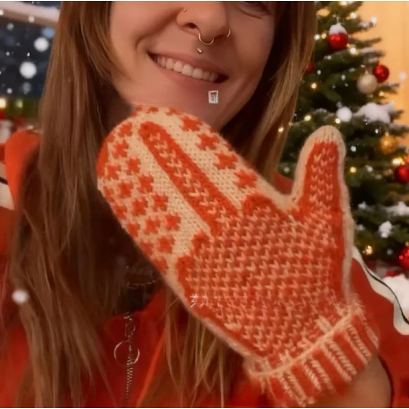 

Вязаные варежки «Наughty List» со скрытым средним пальцем, зимние мягкие теплые перчатки для катания на лыжах, езды на велосипеде, активного отдыха