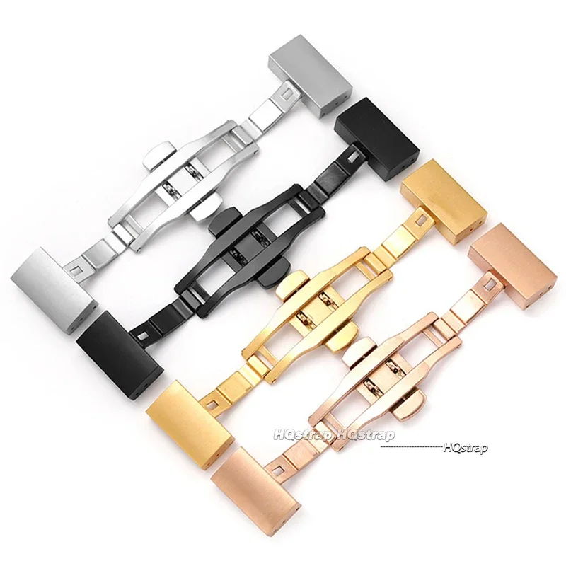 16mm 18mm 20mm 22mm Watch Clasp Folding Buckle Solid Stainless Steel Men Women Watch Buckle Double Click Butterfly Watch Button