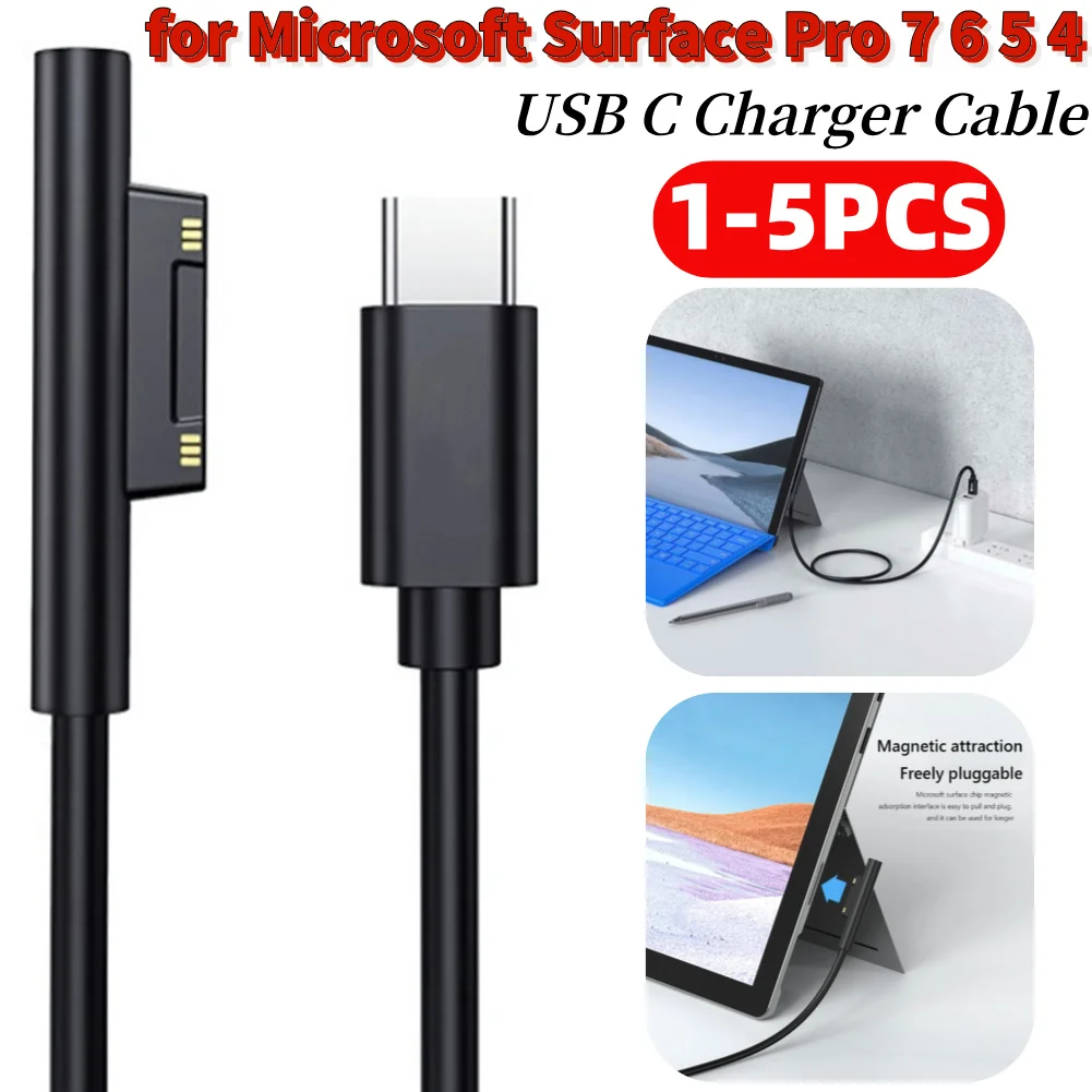 Charger Adapter Fast Charging Cable Cord Fast USB C Power Supply for Microsoft Surface Pro 3 4 5 6 Charger Cable